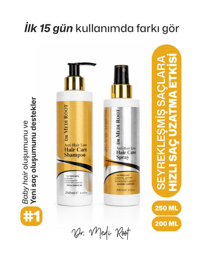 Dr Medi Root Anti-Hair Loss Saç Bakım Seti – Saç Dökülmesine Karşı Kök Destekleyici Şampuan & Sprey