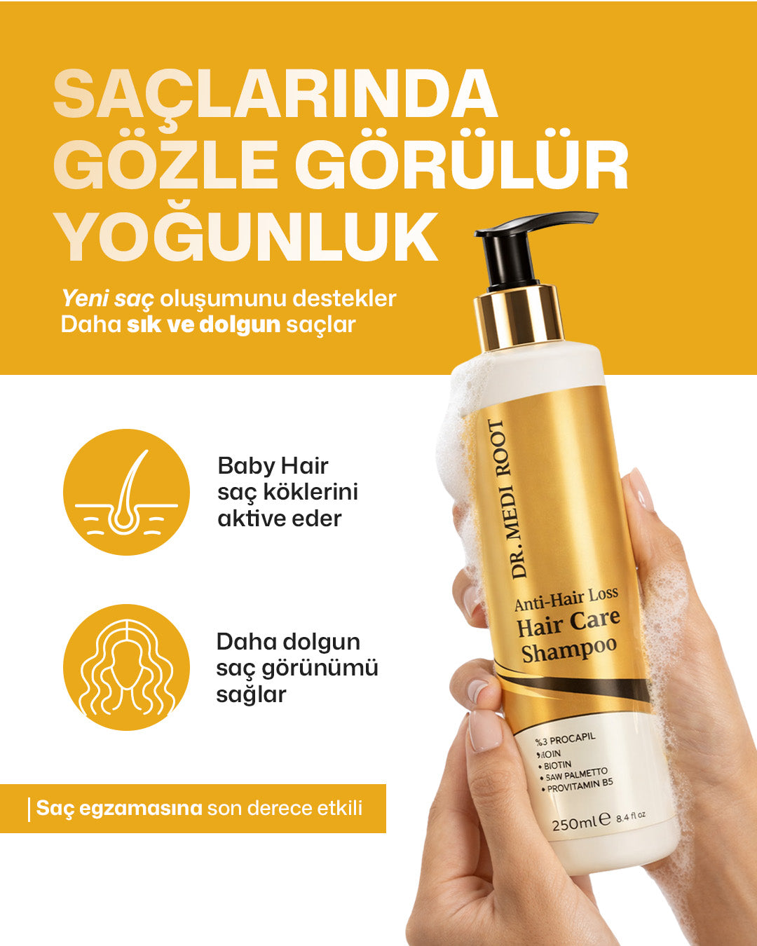 Dr Medi Root Anti-Hair Loss Saç Bakım Seti – Saç Dökülmesine Karşı Kök Destekleyici Şampuan & Sprey